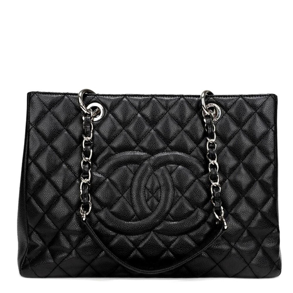Authentic CHANEL GST Caviar Grand Shopping Tote Quilted Chain Shoulder Bag Purse - Picture 4 of 16